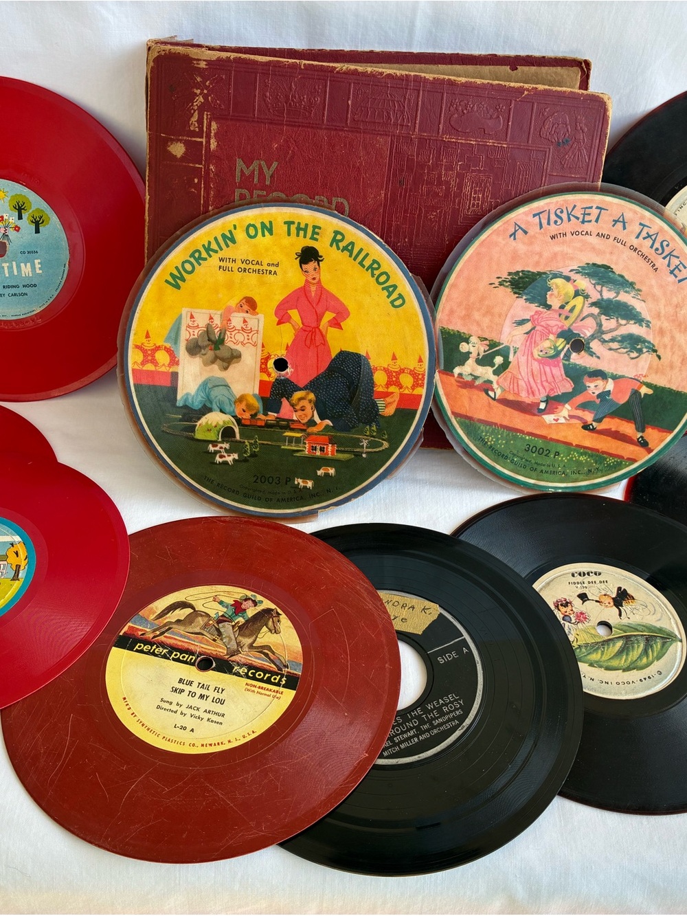 Vintage 78 RPM Children's Records Bundle - Colorful Illustrated Labels